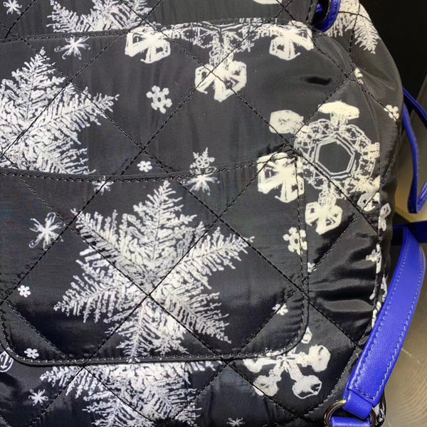 Chanel Printed Canvas  Backpack  Black