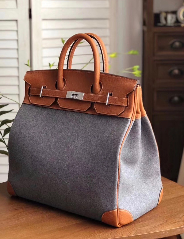 Hermes Birkin 40 Bag HAC Gris Moyen Grey Todoo Feutre Gold Togo Palladium