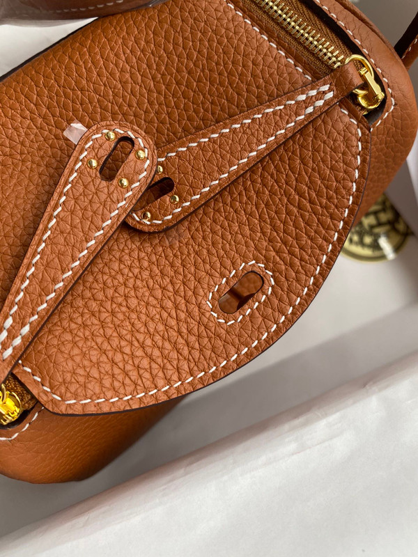 Hermes Mini Lindy 20cm Bag Gold Togo Leather Gold Hardware
