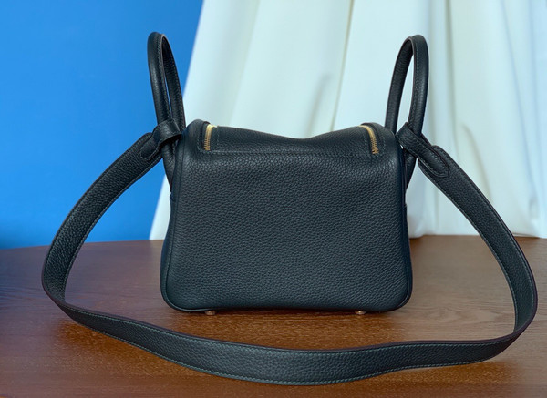 Hermes Mini Lindy 20cm Bag Vert foncé Togo Leather Gold Hardware