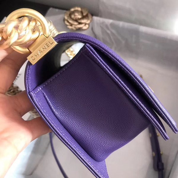 Chanel Small Purple BOY CHANEL Handbag  with gold-tone hardware