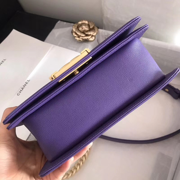 Chanel Small Purple BOY CHANEL Handbag  with gold-tone hardware