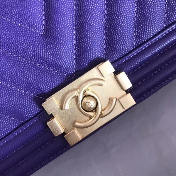 Chanel Small Purple V Stitch BOY CHANEL Handbag  with gold-tone hardware