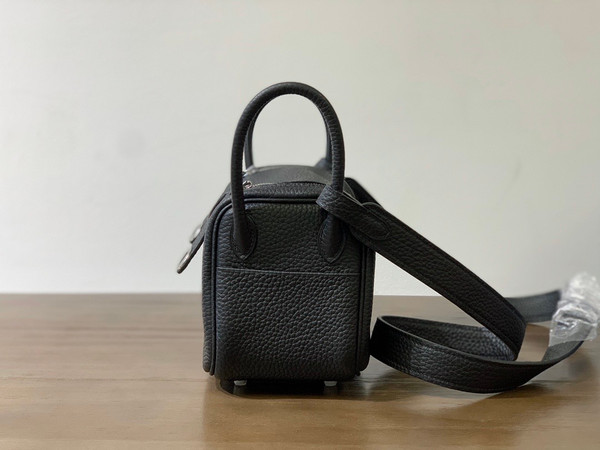 Hermes Mini Lindy 20cm Bag Black Epsom Leather Palladium  Hardware