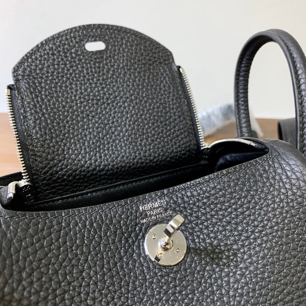 Hermes Mini Lindy 20cm Bag Black Epsom Leather Palladium  Hardware