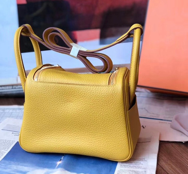 Hermes Mini Lindy 20cm Bag Soleil  Epsom Leather Gold  Hardware