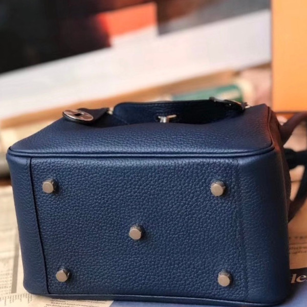 Hermes Mini Lindy 20cm Bag Navy  Epsom Leather Palladium Hardware