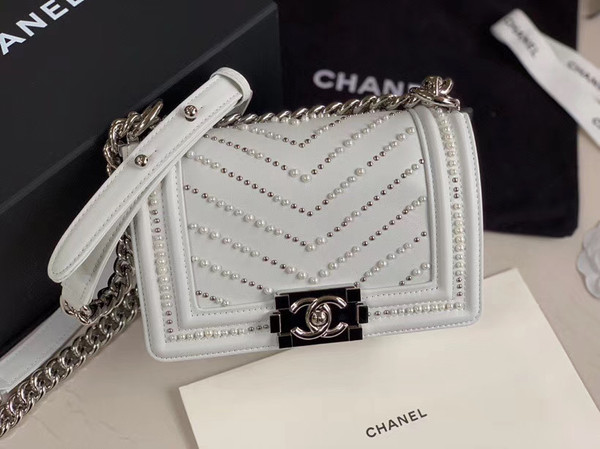 Chanel Small BOY CHANEL Handbag with pearl