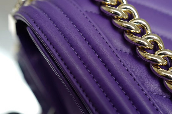 Chanel Purple Medium Chevron Boy Bag