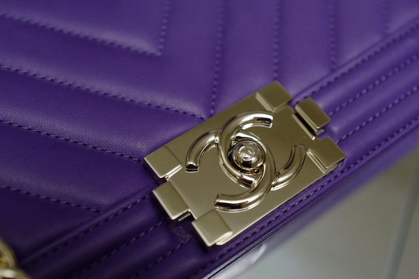 Chanel Purple Medium Chevron Boy Bag