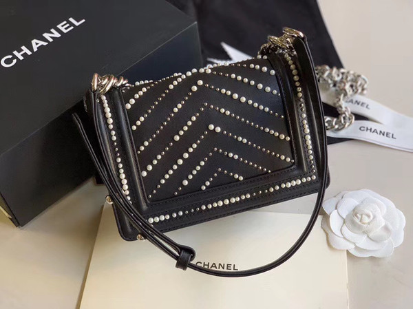 Chanel Small Pearl BOY CHANEL Handbag Black