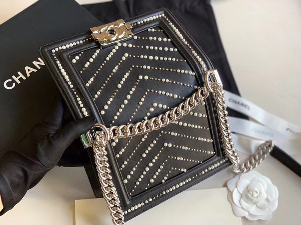 Chanel Small Pearl BOY CHANEL Handbag Black