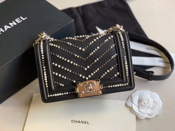 Chanel Small Pearl BOY CHANEL Handbag Black