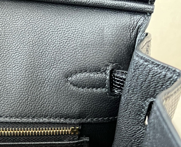 Hermes Black Lizard Birkin Bag 25cm Gold Hardware