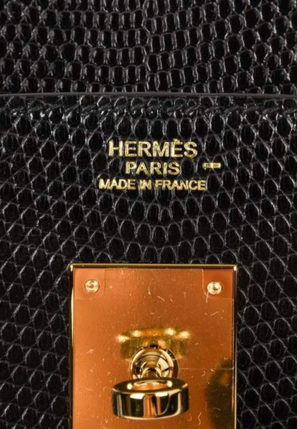 Hermes Black Lizard Birkin Bag 25cm Gold Hardware
