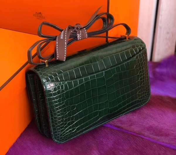 Hermes 6L Vert Bengale Emerald Constance 26 Shiny Porosus Crocodile