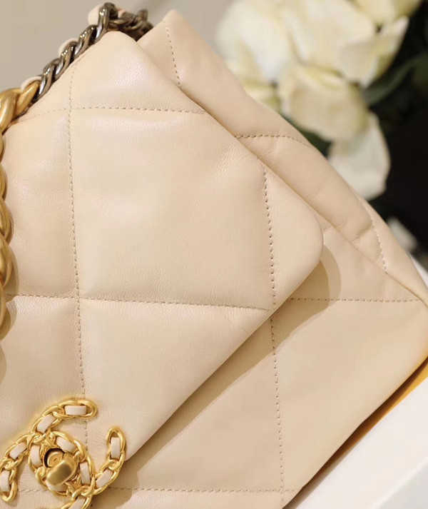 CHANEL 19 Large Flap Bag Light Beige
