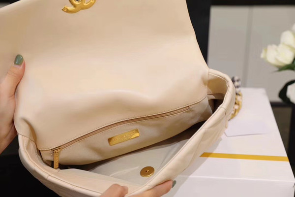 CHANEL 19 Large Flap Bag Light Beige