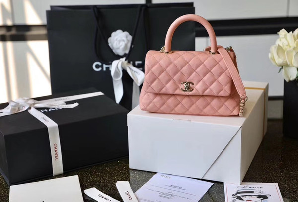 Chanel Mini Coco Handle Bag with Calfskin Handle Pink