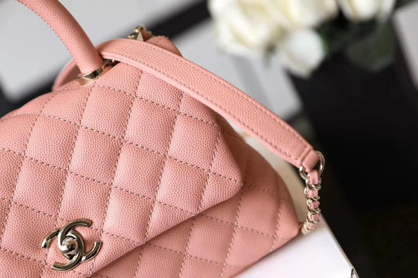 Chanel Mini Coco Handle Bag with Calfskin Handle Pink