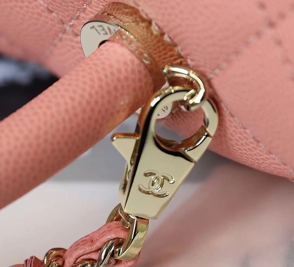 Chanel Mini Coco Handle Bag with Calfskin Handle Pink