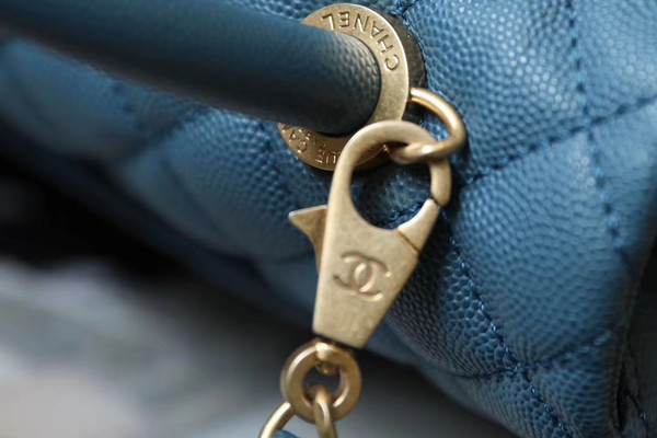 Chanel Mini Coco Handle Bag with Calfskin Handle Blue