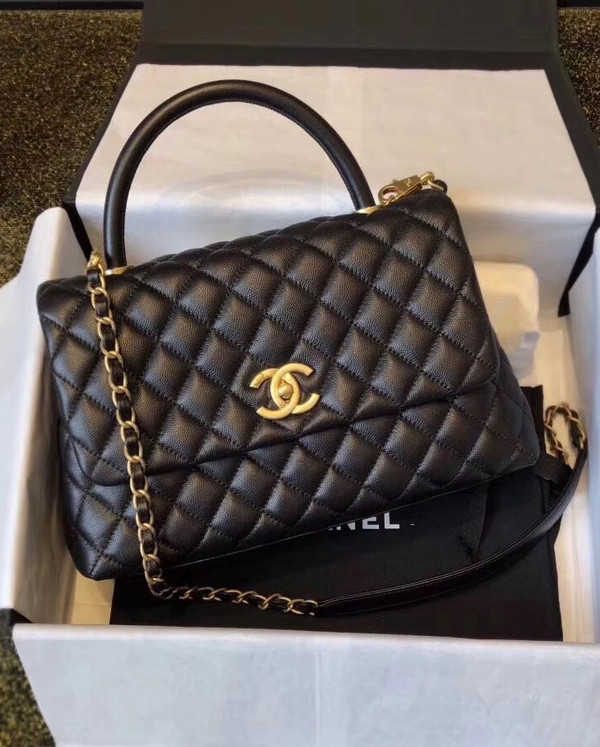 Chanel Mini Coco Handle Bag with Calfskin  Handle Black