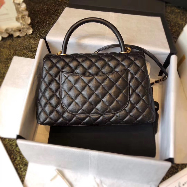 Chanel Mini Coco Handle Bag with Calfskin  Handle Black