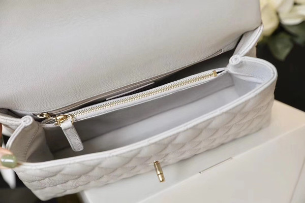 Chanel Small Coco Handle Bag in Calfskin Handle Light Grey
