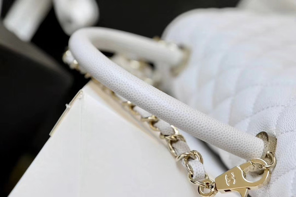 Chanel Small Coco Handle Bag in Calfskin Handle Light Grey