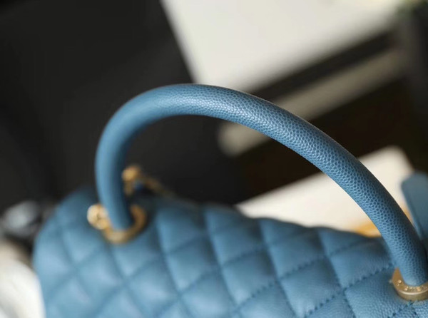 Chanel Small Coco Handle Bag in Calfskin Handle Blue