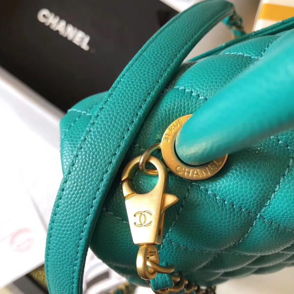 Chanel Small Coco Handle Bag in Calfskin Handle Green