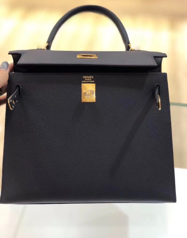 Hermes 2Z Blue Nuit Kelly 25 cm Epsom Gold Hardware