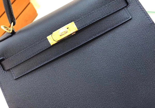 Hermes 2Z Blue Nuit Kelly 25 cm Epsom Gold Hardware