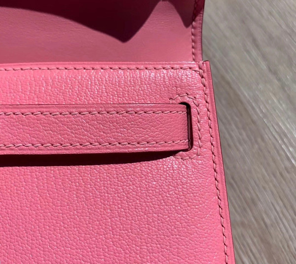 Hermès  1Q Rose Confetti  Mini Kelly II Chevre  Mysore Leather Palladium hardware