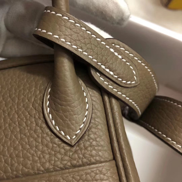 Hermes Mini Lindy 20cm Bag Etoupe Taurillon Clemence Leather Palladium  Hardware