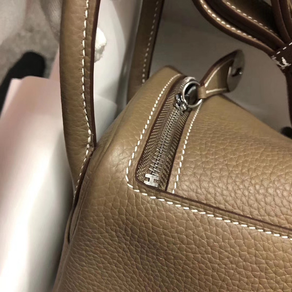 Hermes Mini Lindy 20cm Bag Etoupe Taurillon Clemence Leather Palladium  Hardware