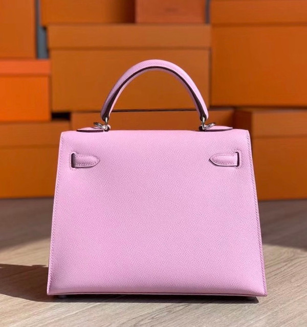 Hermes Mauve Sylvestre Kelly 25 cm Epsom Palladium Hardware