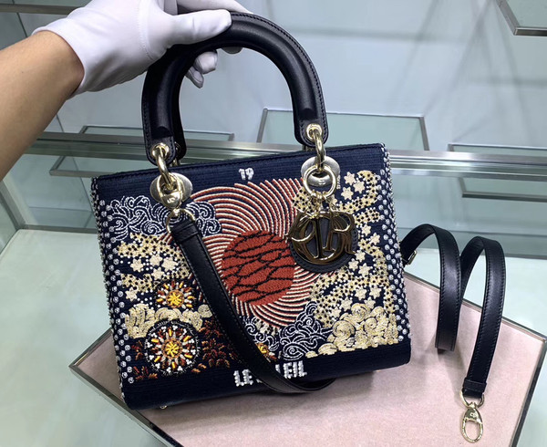 Christian Dior SUN LADY DIOR MEDIUM TAROT BEADED CANVAS BAG