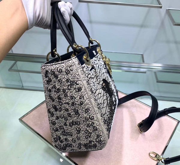 Christian Dior MEDIUM WHEEL OF FORTUNE LADY DIOR TAROT EMBROIDERED CANVAS BAG