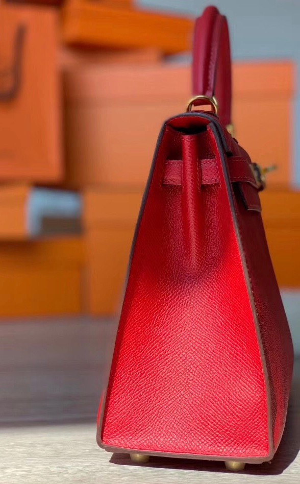 Hermes Red Kelly 25 cm Epsom Gold Hardware