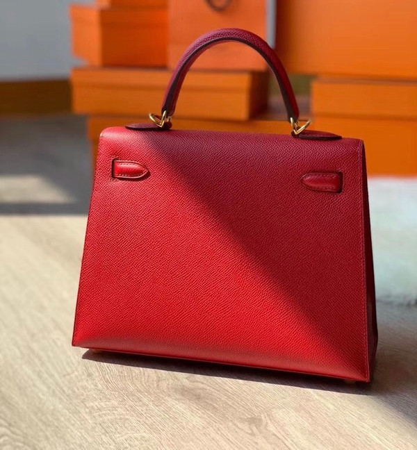 Hermes Red Kelly 25 cm Epsom Gold Hardware
