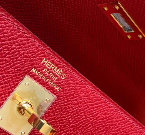 Hermes Red Kelly 25 cm Epsom Gold Hardware