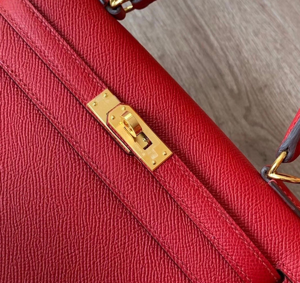 Hermes Red Kelly 25 cm Epsom Gold Hardware
