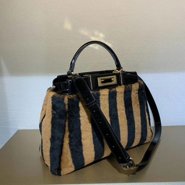 Fendi PEEKABOO ICONIC MEDIUM Multicolour sheepskin and vinyl bag