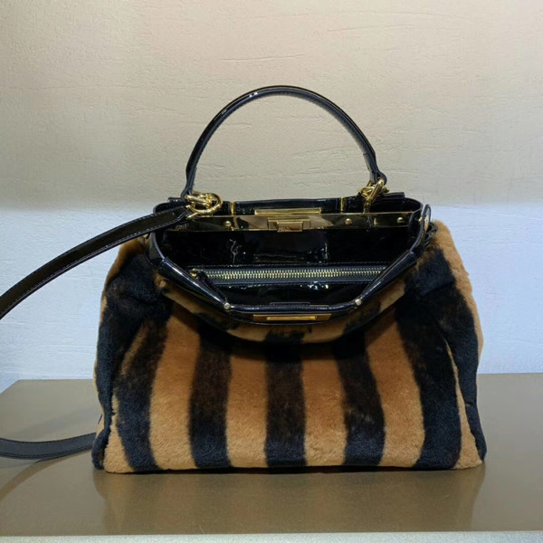 Fendi PEEKABOO ICONIC MEDIUM Multicolour sheepskin and vinyl bag
