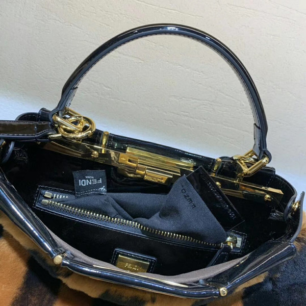 Fendi PEEKABOO ICONIC MEDIUM Multicolour sheepskin and vinyl bag
