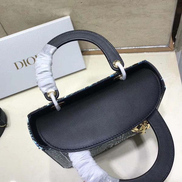 Christian Dior GREEN LADY DIOR MEDIUM DIOR ANIMALS EMBROIDERED SMOOTH CALFSKIN BAG