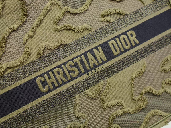 Christian Dior GREEN DIOR BOOK TOTE CAMOUFLAGE EMBROIDERED CANVAS BAG