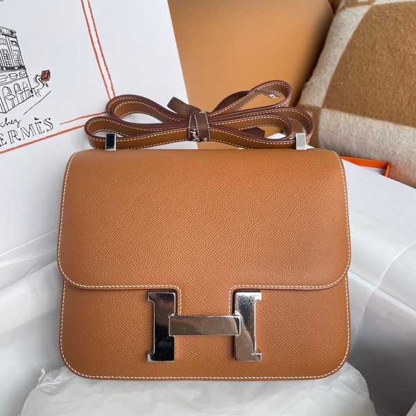 Hermes Gold Constance 24 Epsom bag with Palladium Hardwares